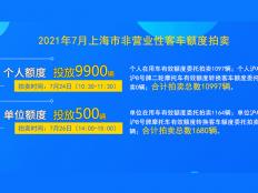 2021年7月上海市个人非营业性客车额度拍卖公告